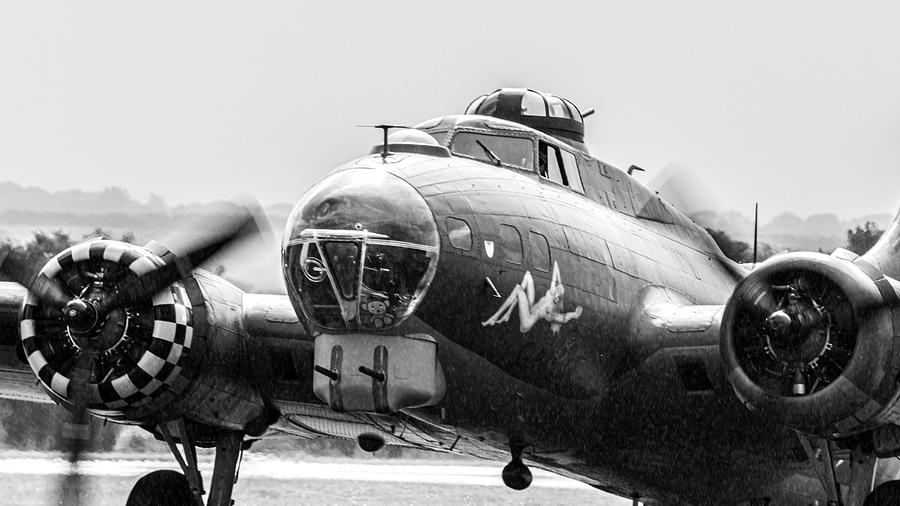 Black And White Photograph - B-17 Flying Fortress Sally B #3 by Airpower Art