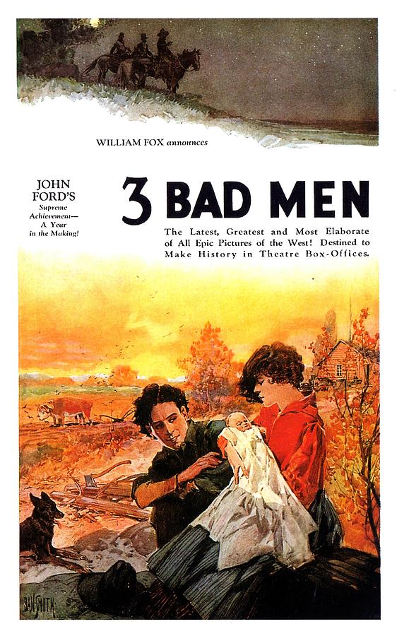 Vintage Mixed Media - 3 Bad Men, 1926 #3 by Movie World Posters