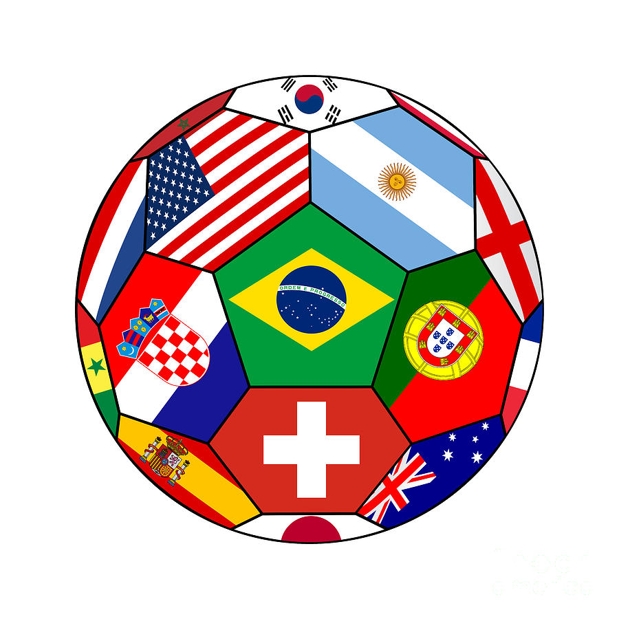 Ball With Various Flags Drawing