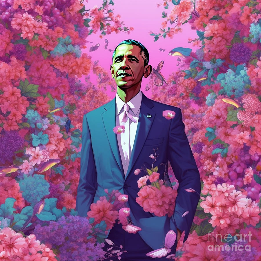 barack  obama  as  beautful handsome gorgeous  garden  by Asar Studios Painting