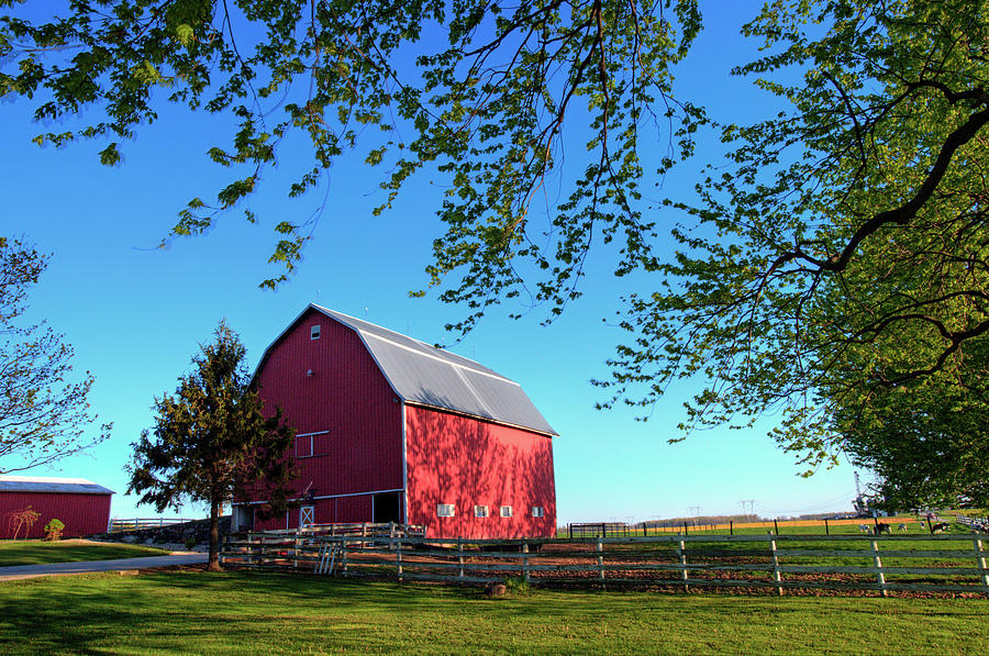 Barn-Red Barn on family farm-Wabash County Indidna Photograph by ...