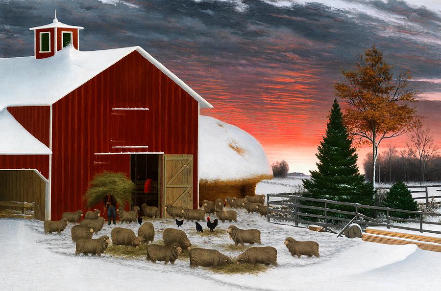 Barnyard In Winter Painting by Mountain Dreams - Fine Art America