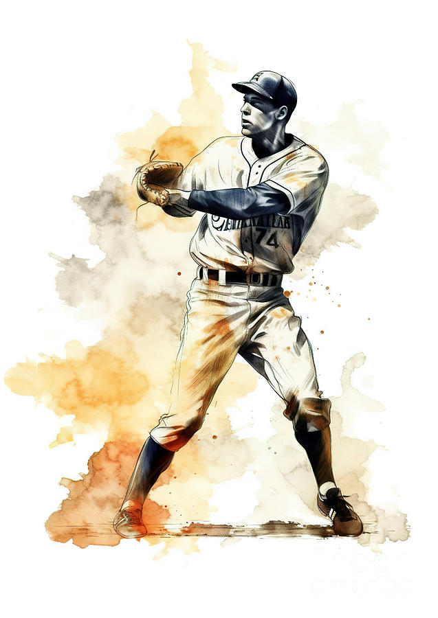 Baseball player in action during colorful paint splash. #3 Digital Art by Odon Czintos