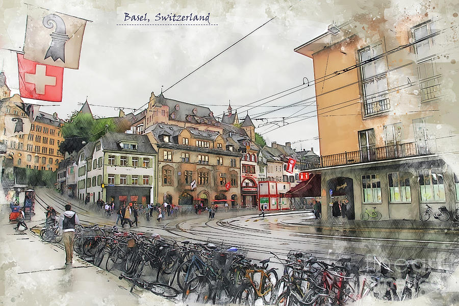 Basel sketch #3 Digital Art by Ariadna De Raadt
