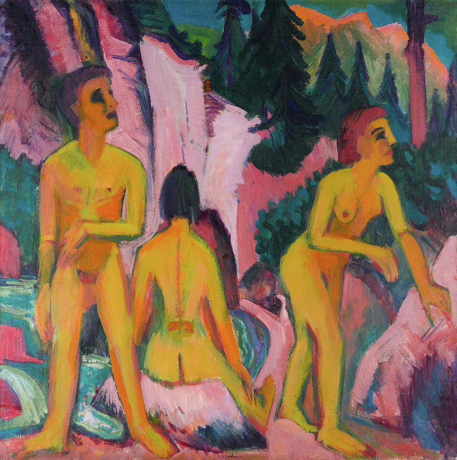 Bathers #3 Painting by Ernst Ludwig Kirchner