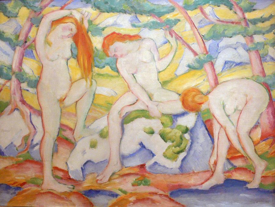Marc Painting - Bathing Girls #2 by Franz Marc