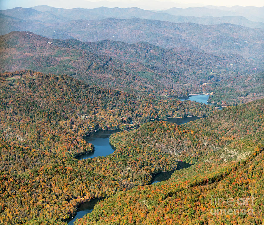 Bear Creek Lake in Jackson County North Carolina Aerial View #3 Photograph by David Oppenheimer