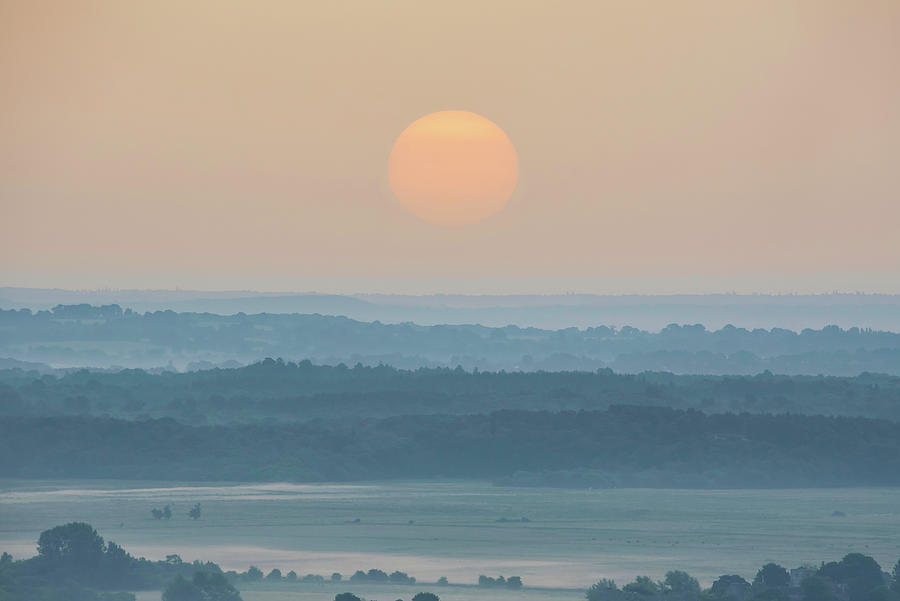 Beautiful English Summer Sunrise Landscape Image Looking Over Ro Digital Art