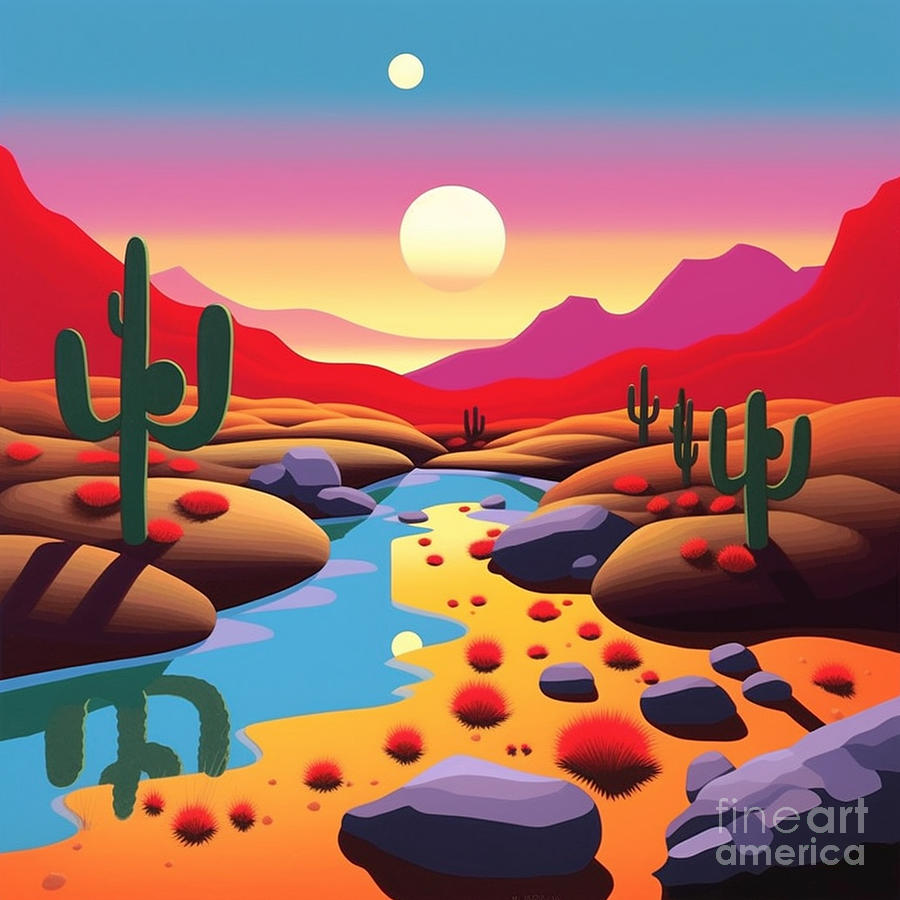 beautiful  Sonoran  desert  in  Arizona  Hiroshi  by Asar Studios Painting