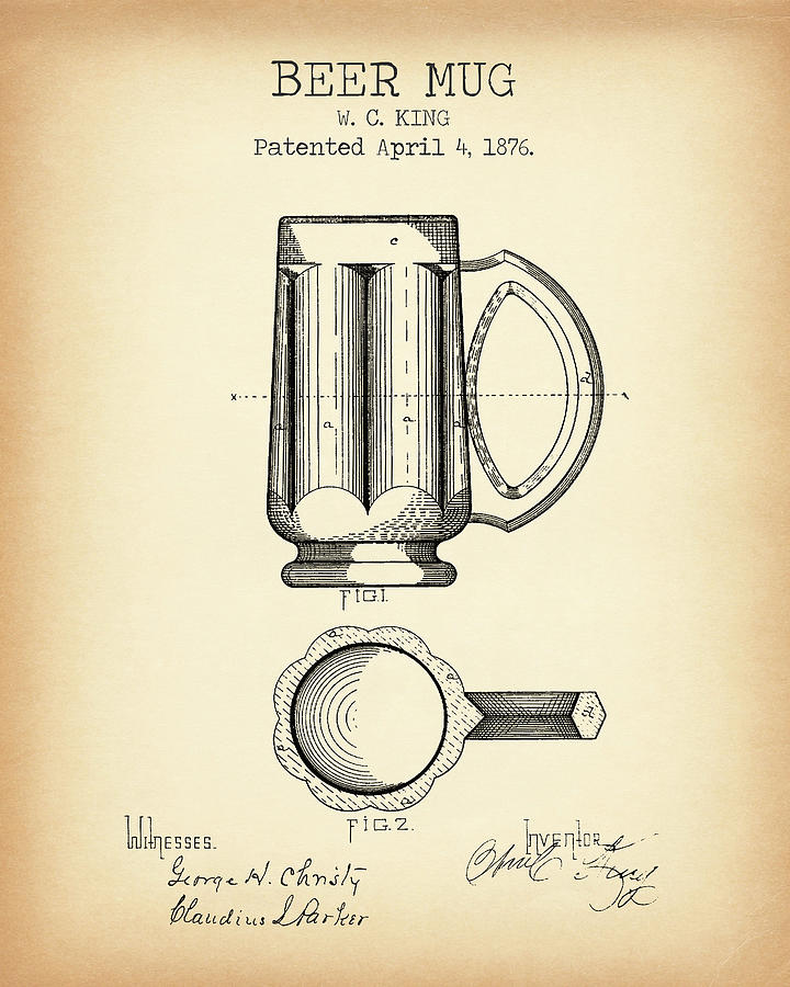 Beer mug vintage patent Digital Art by Dennson Creative - Fine Art America