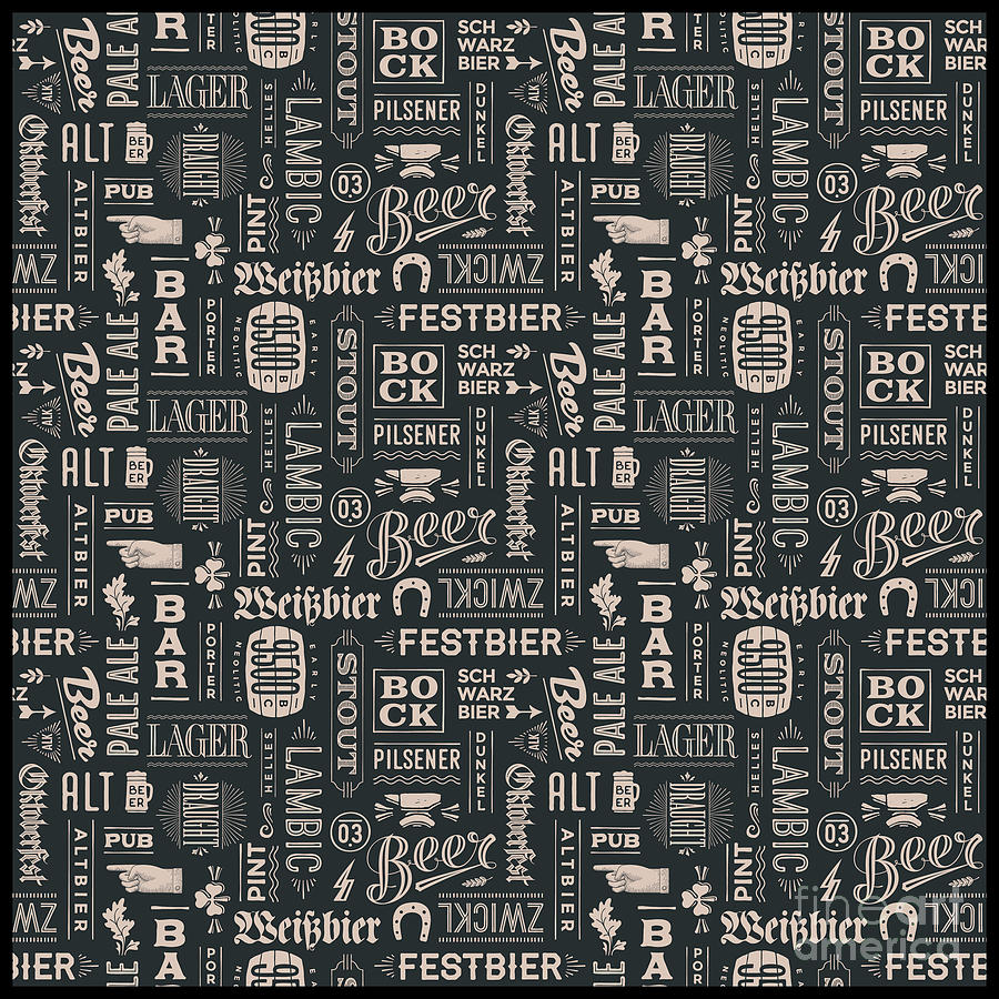Pattern Digital Art - Beer Pattern Oktoberfest Hops Malt Brewery #3 by Mister Tee