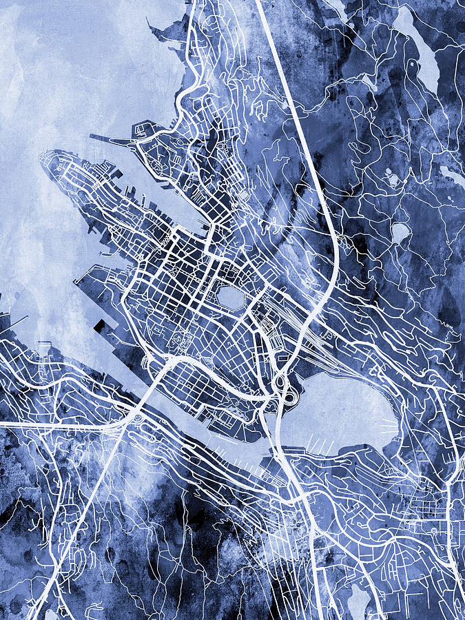 Bergen Norway City Map #3 Digital Art by Michael Tompsett