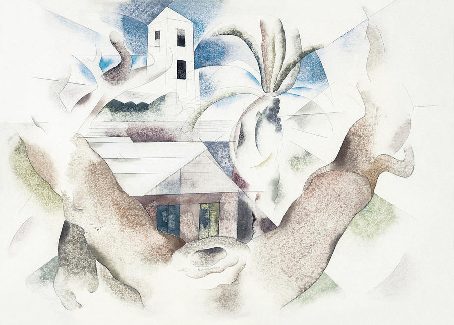 Abstract Painting - Bermuda No. 1, Tree and House #3 by Charles Demuth