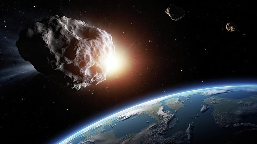 Big and small asteroids near planet Earth. Potentially hazardous ...