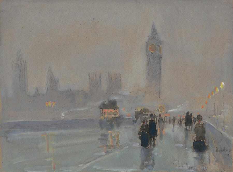 Big Ben, from 1897 Drawing by Childe Hassam