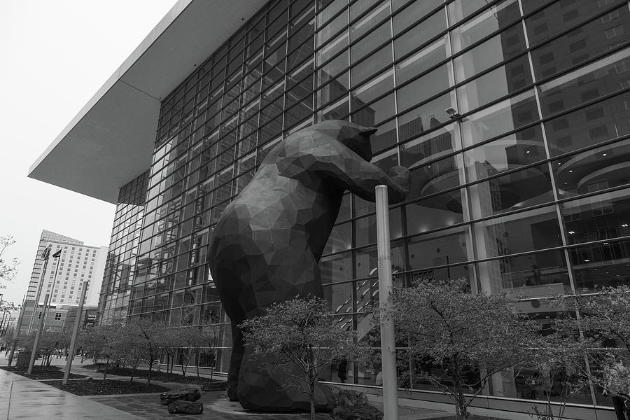 Big Blue Bear in Denver Colorado in black and white #3 Photograph by Eldon McGraw