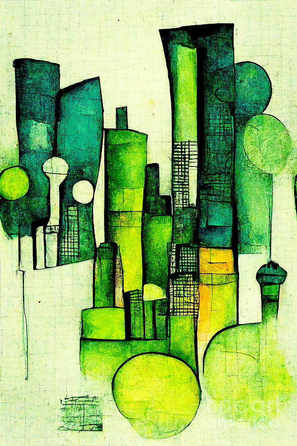 Abstract Digital Art - Big city vision #3 by Sabantha