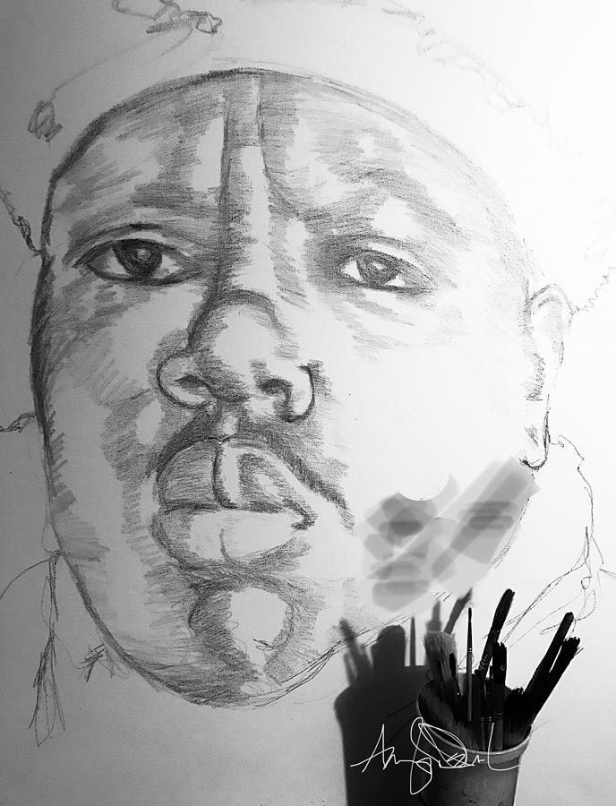 Biggie #3 Drawing by Angie ONeal