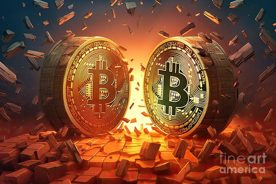 Bitcoin Halving concept #3 Digital Art by Benny Marty