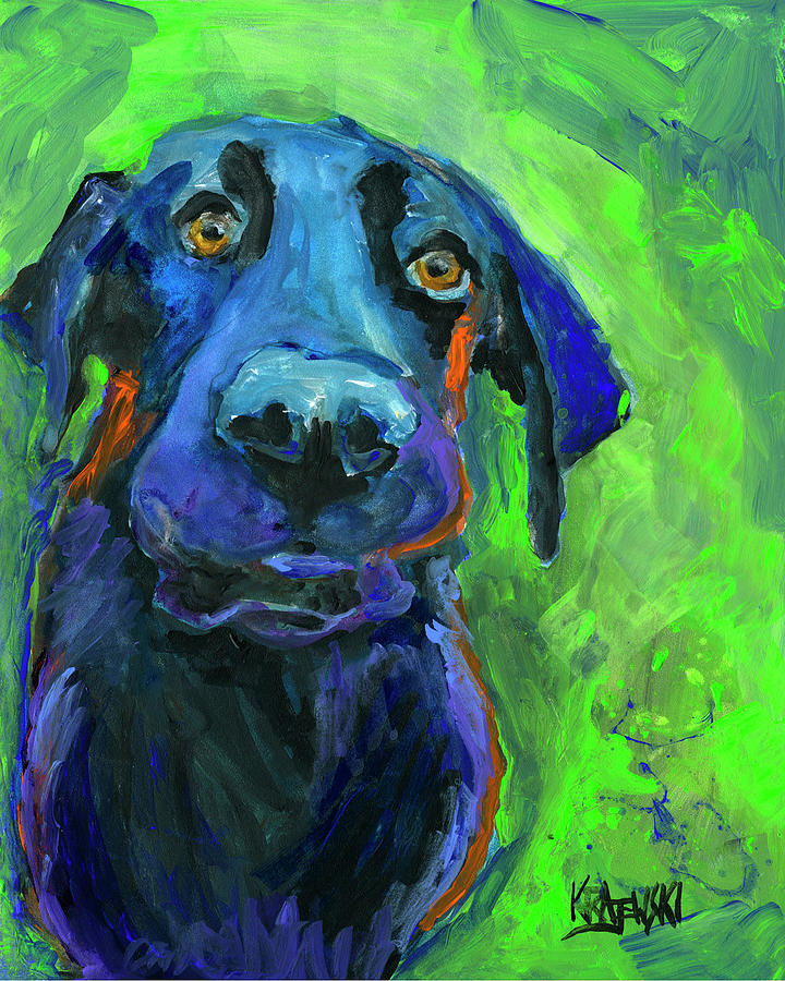 Labrador Retriever Painting - Black Labrador Retriever Art Print #3 by Ron Krajewski