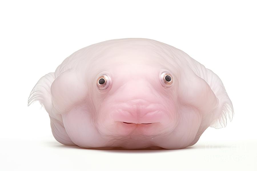 Blobfish fish on white background #3 Digital Art by Benny Marty