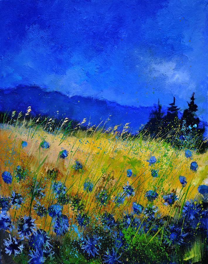 Blue cornflowers #3 Painting by Pol Ledent