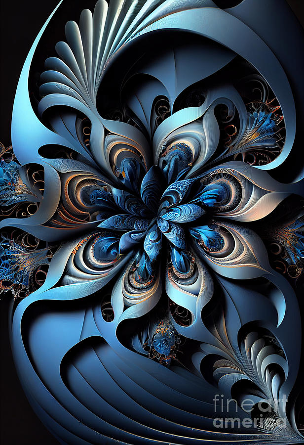 Flower Digital Art - Blue flower geometry #3 by Sabantha