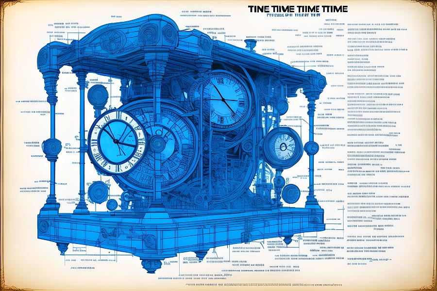 Blueprint of Time Machine, Generative AI Illustration Digital Art by