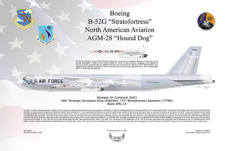 Boeing B-52G Stratofortress AGM-28 Hound Dog #3 Digital Art by Arthur Eggers