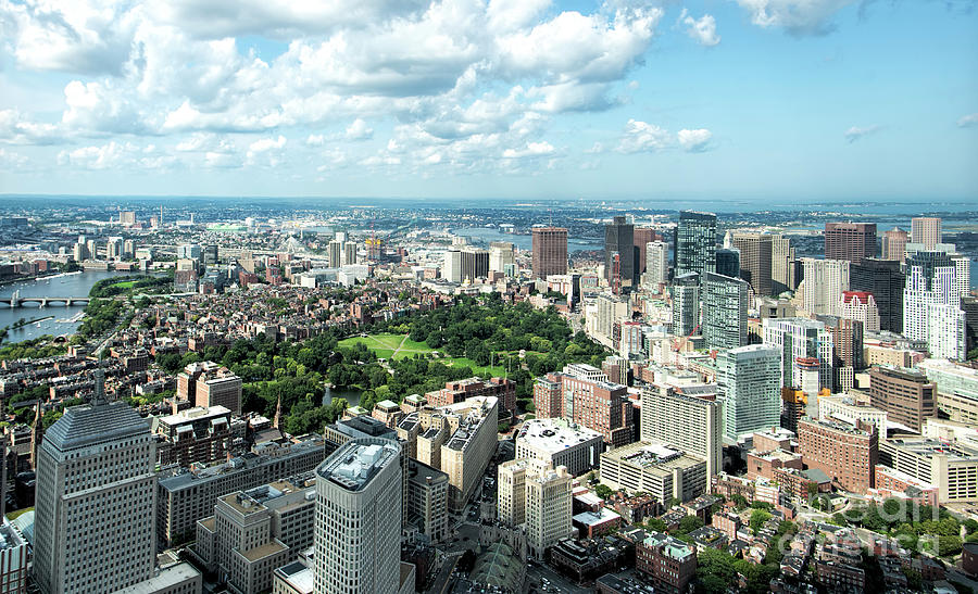 Boston Common and City Skyline Aerial #1 Photograph by David Oppenheimer