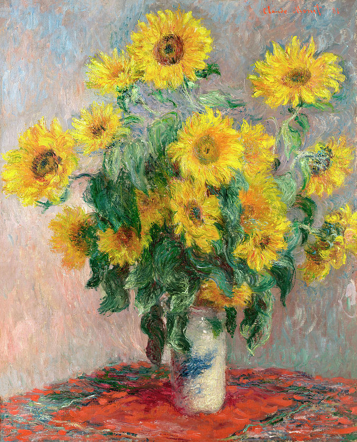 Claude Monet Painting - Bouquet of Sunflowers #3 by Claude Monet