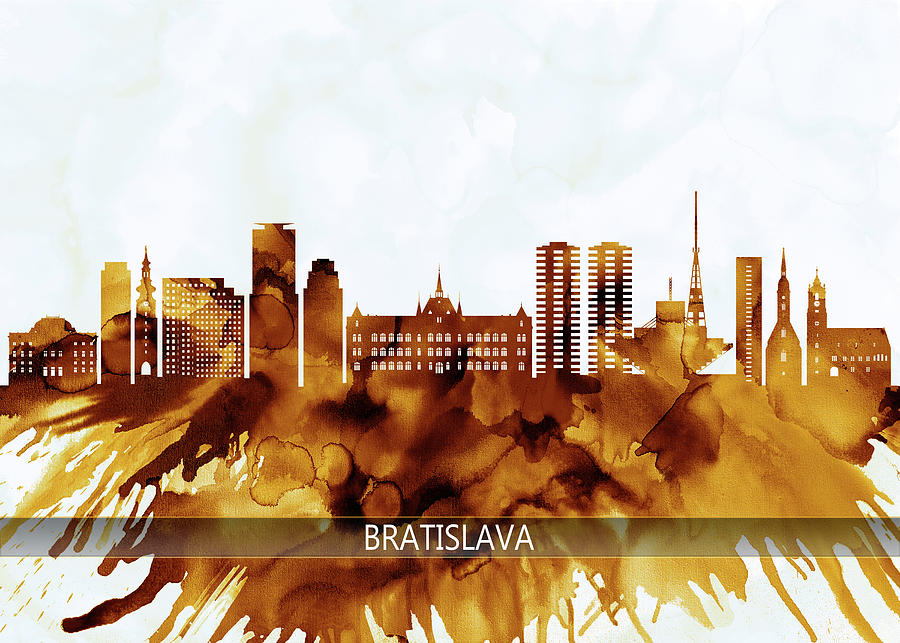 Bratislava Slovakia Skyline Mixed Media by NextWay Art - Fine Art America