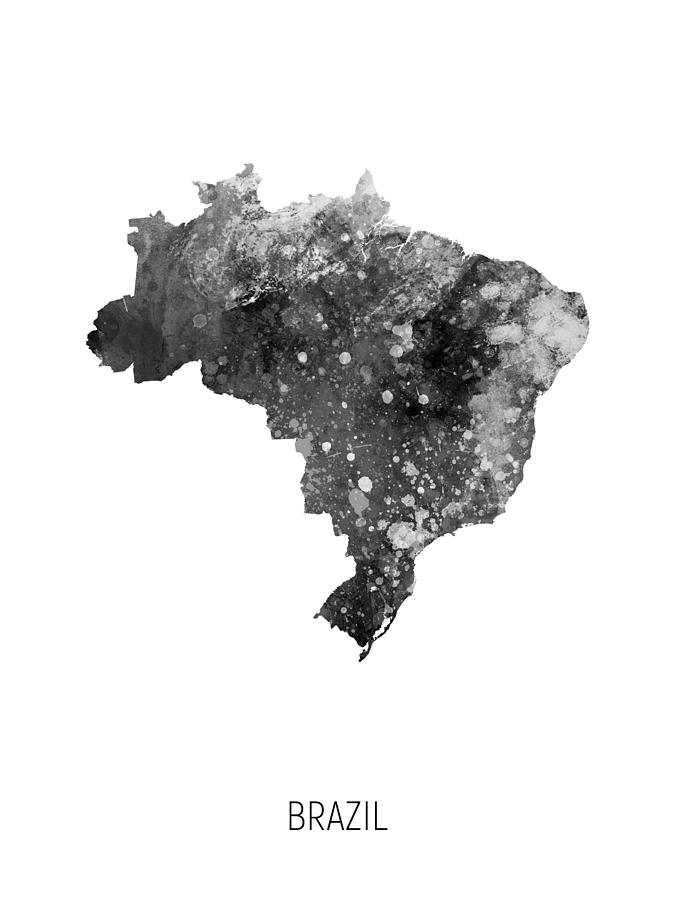 Brazil Watercolor Map #3 Digital Art by Michael Tompsett