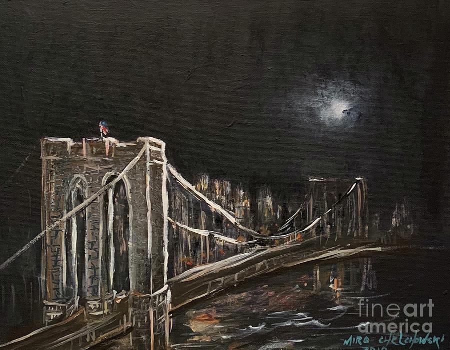 Brooklyn Bridge #3 Painting by Miroslaw Chelchowski