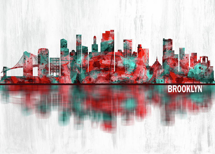 Architecture Mixed Media - Brooklyn New York Skyline #3 by NextWay Art