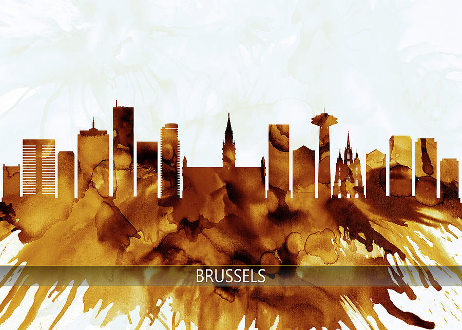 Brussels Belgium Skyline Mixed Media by NextWay Art - Fine Art America