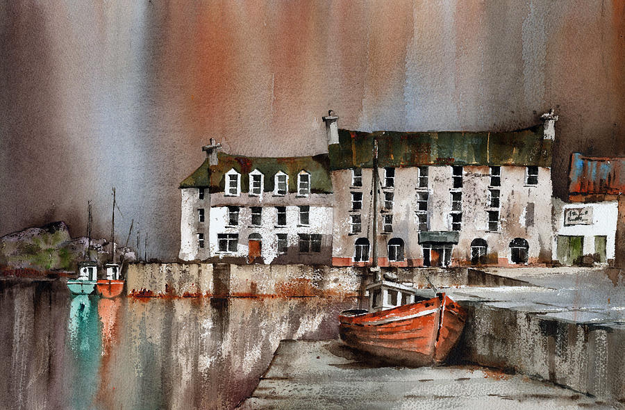 Bunbeg Harbour, Donegal #3 Painting by Val Byrne