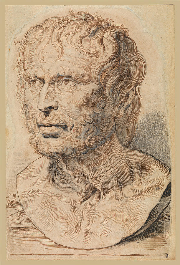 Bust of Pseudo-Seneca #4 Drawing by Peter Paul Rubens