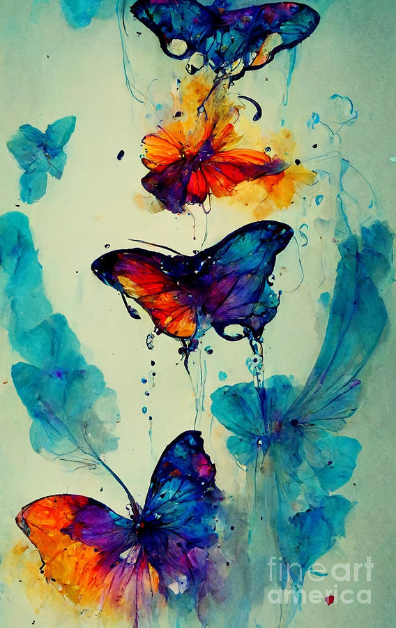 Butterflies In Wet Ink Digital Art
