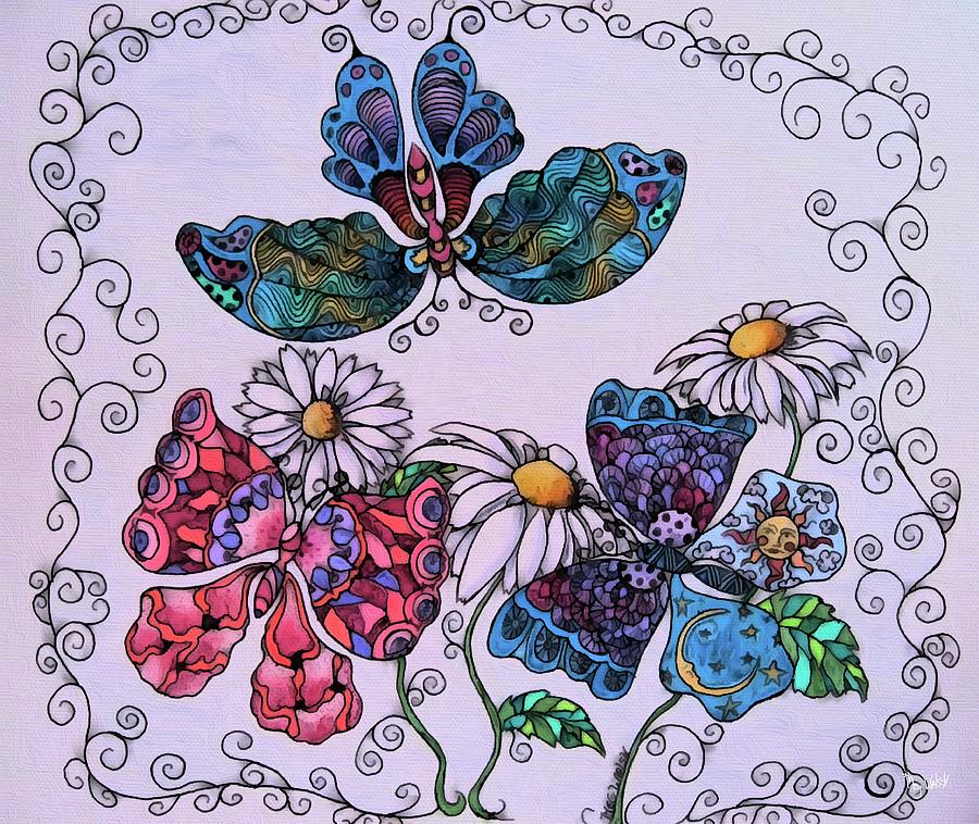 3 Butterflies Mixed Media by Megan Walsh