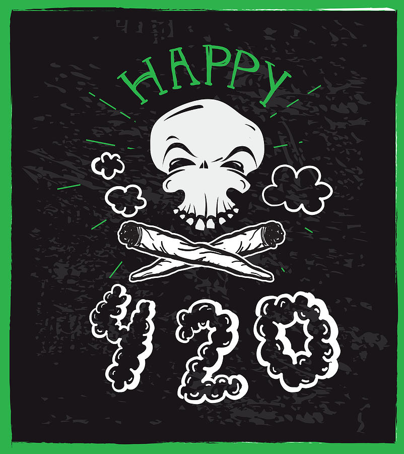 Cannabis weed culture Happy 420 hand drawn greeting designs #3 Drawing by JDawnInk
