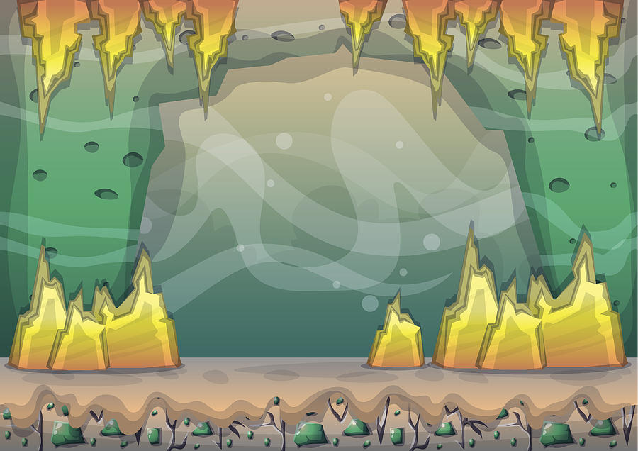 Cartoon Vector Cave With Separated Layers For Game And Animation #3 Drawing by Toonsteb