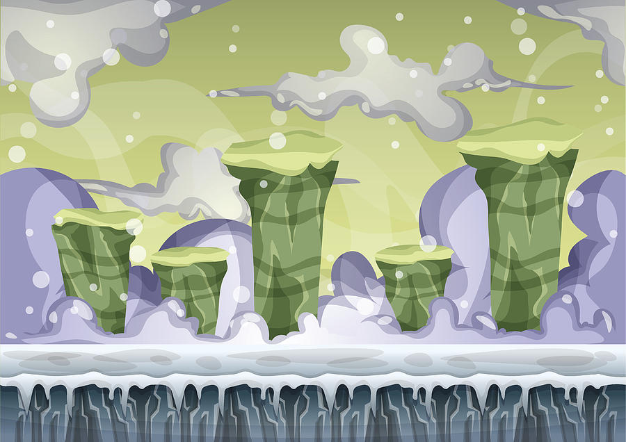 Cartoon Vector Floating Island Background With Separated Layers #3 Drawing by Toonsteb