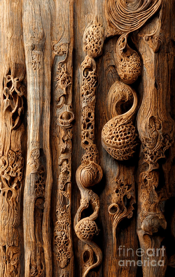 Wood Digital Art - Carved wood #2 by Sabantha