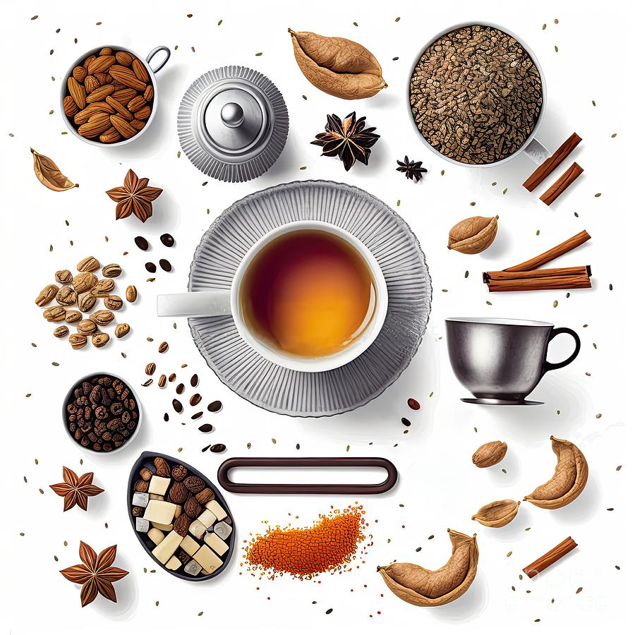 Chai Tea Cups For Knolling Breakfast #3 Digital Art by Benny Marty