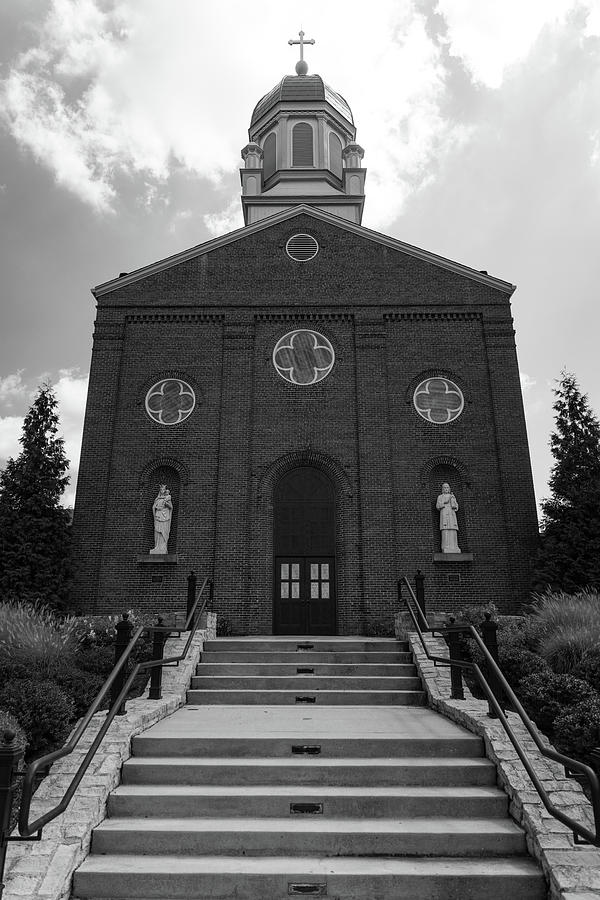 Chapel of the Immaculate Conception at the University of Dayton in black and white #3 Photograph by Eldon McGraw