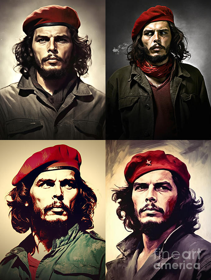Che  Guevara  Looking  At  Camera    Defiant  Surreal   By Asar Studios Painting