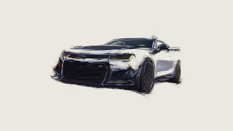 Chevrolet Camaro ZL1 1LE Car Drawing Digital Art by CarsToon Concept ...