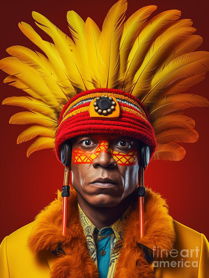 Chief  From  Wapishana  Tribe  Brazil    Surreal  Cine By Asar Studios Painting
