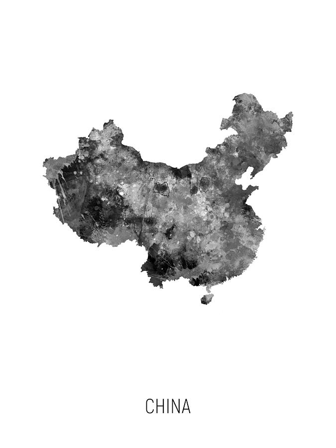 China Watercolor Map #3 Digital Art by Michael Tompsett